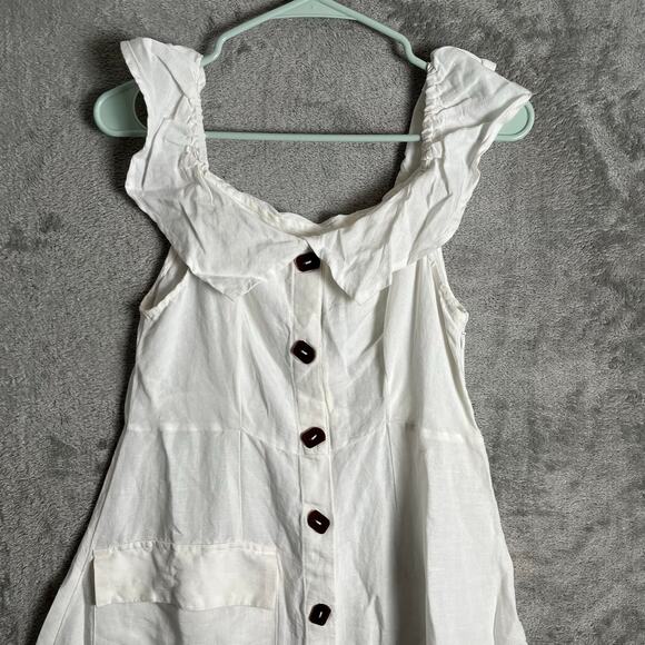 Anthropologie Off The Shoulder Button Midi Dress Size 14 Prairie Cottage New - Picture 6 of 6